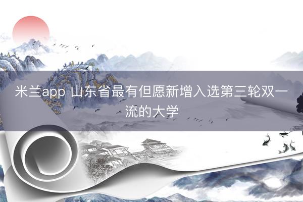 米兰app 山东省最有但愿新增入选第三轮双一流的大学